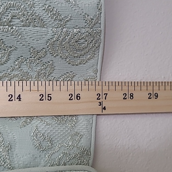 Formal Maxi Dress Matching Blazer Pastel Sea Foam Green Lace High Crew Neck - Picture 13 of 15